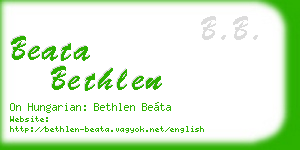 beata bethlen business card